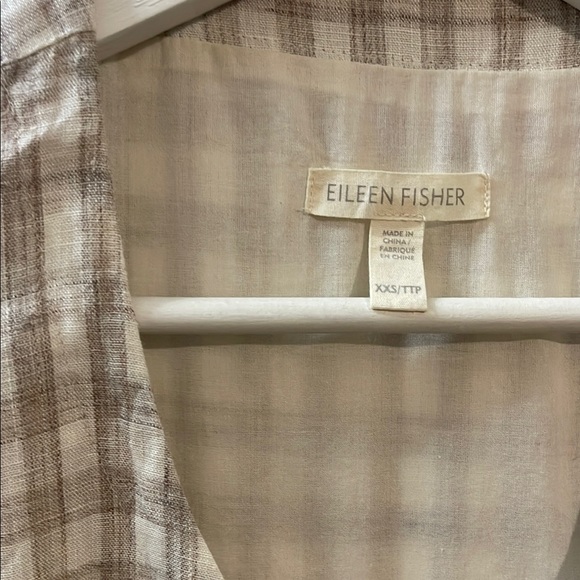 EILEEN FISHER Organic Linen Gingham Check Shift Dress Size XXS - Picture 6 of 8